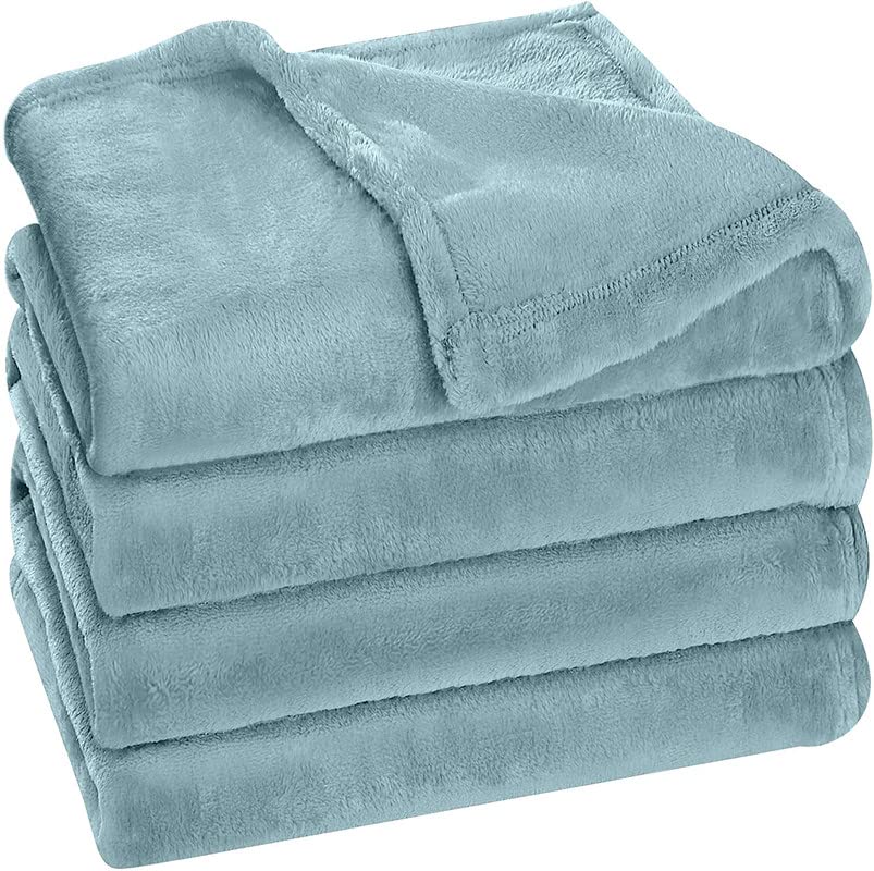 BSB HOME® Premium Plush Double Blanket | 300 GSM Lightweight Cozy Soft for Bed, Sofa, Couch, Travel & Camping| Light Blue, 220x230 cm or 86x90 inches Kafalo