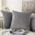 Khooti Velvet Cushion Cover, 22x22 | Light Grey | Pack of 3 | Solid Plain Soft & Smooth, Decorative Cushion Covers for Living Room, Bedroom, Couches, Chairs, Sofas, Beds & Home Decor