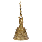 Artvarko Brass Big Temple Bell with Chain Radha Krishna, Shiva, Maa Durga, Hanuman, Lakshmi & Ganesha Engraved for Pooja Puja Room Mandir Ghanta Home Entrance Décor