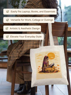 Kalaa Lifestyle Canvas Tote Bag for Women | Premium Cotton Shopping Bag | Eco-Friendly Shoulder Tote for Office, College, Travel & Daily Use and Gifting (Book Reader)