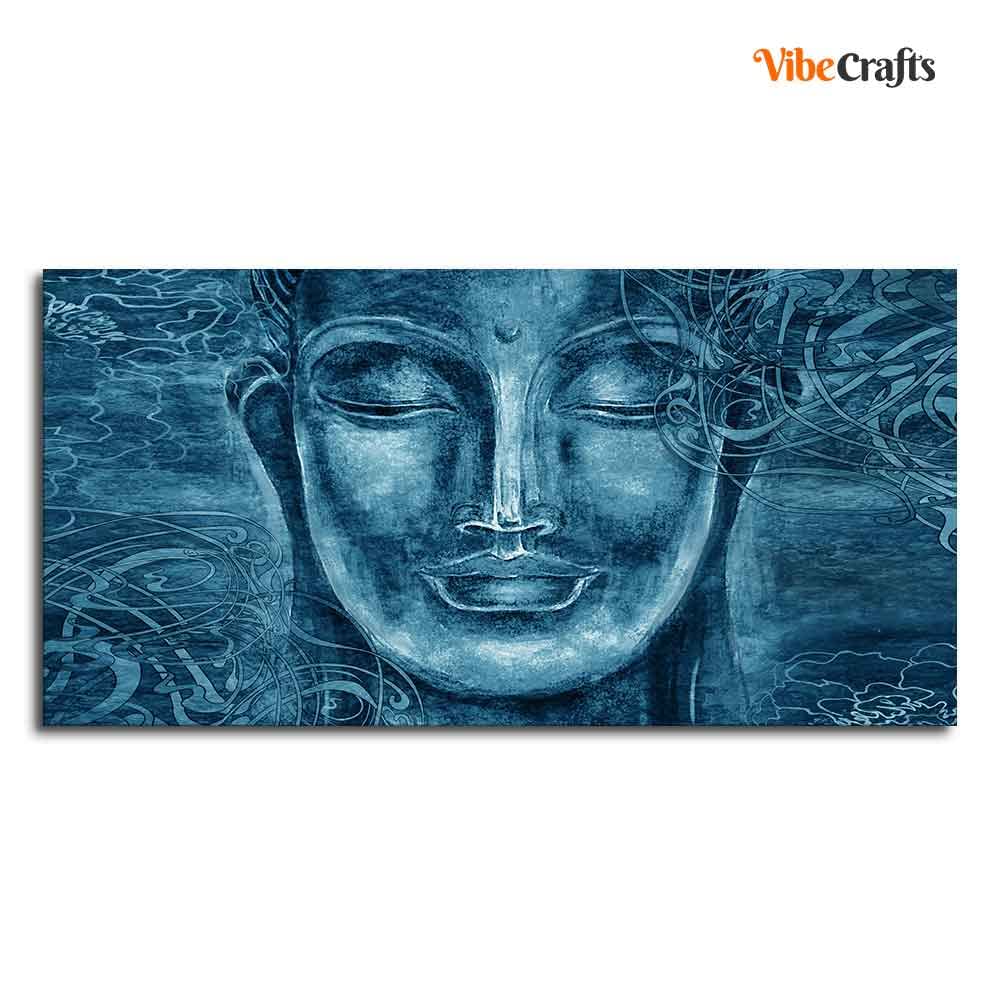 VIBECRAFTS Canvas Paintings for Living Room Drawing Room Face Sculpture Of Buddha Canvas Wall Painting Fitted With Wooden Frame For Home | Office | Living Room | Gifts (PTVCH_2509)