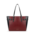 Fastrack Cherry Powermode Laptop Tote For Women | Cherry & Black Faux Leather Bag | Fits Upto 15 Laptop | Ladies Tote Bag with Zipper Closure & Utility Pockets