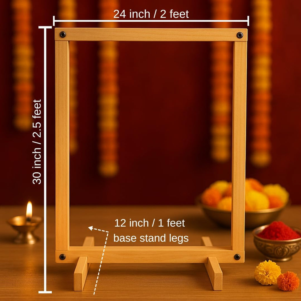 Divyakosh Wood Mandir Foldable Backdrop Stand for Ganpati, Navratri, Durga Pooja, Ideal for Home Mandir and Office As Backdrop Frame, Festival Decoration Item (30X24 Inch)