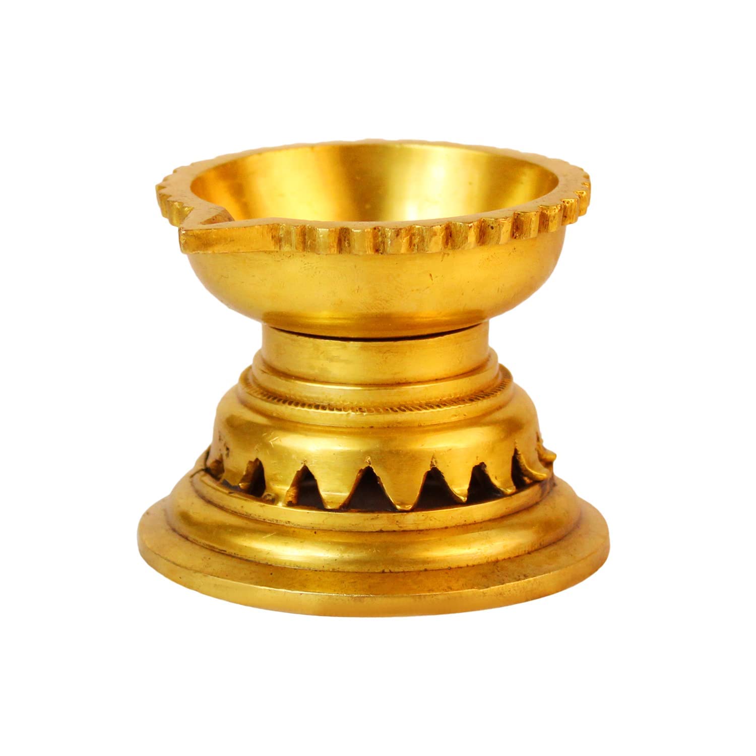 Svarup Pure Brass Arti Diya for Pooja Deepak Akhand Jyot Diyas for Puja Diwali Gift Gold Color Pack of 1