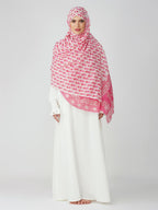 ANAApparels ANA Amal Pink Floral Dupatta | 88 x 43 Inches – Premium Mulmul Cotton | Lace Border | Lightweight, Soft & Breathable