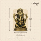 Shilpkala 2.5 Inch Brass Ultra Fine Sarp Ganesh Small Brass Ganesha Idol for Car Dashboard & Office Decor
