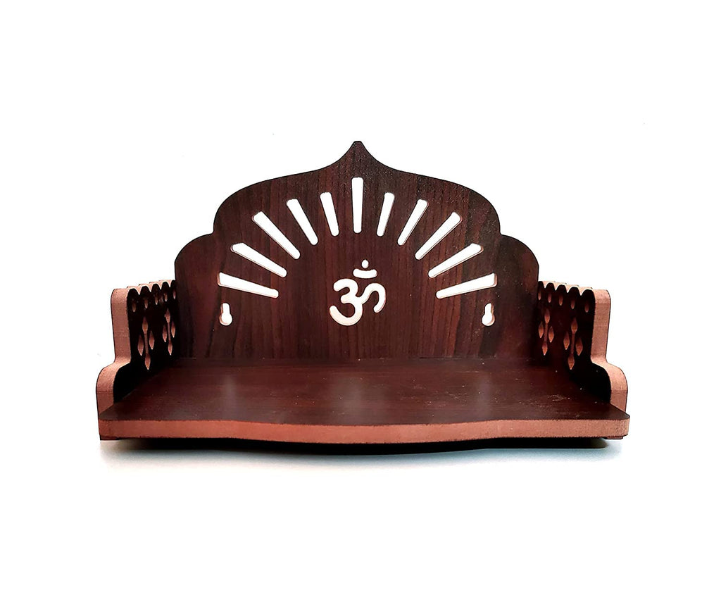 M Fashion Mantra Art Plywood Small Wooden Temple For Home Office And Shop/Sinhasan/Pooja Stand/Hindola (8.5 In * 6 In * 5.5 In) (Om Sun)