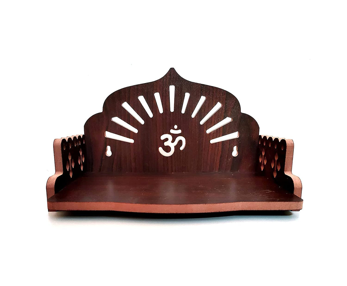 M Fashion Mantra Art Plywood Small Wooden Temple For Home Office And Shop/Sinhasan/Pooja Stand/Hindola (8.5 In * 6 In * 5.5 In) (Om Sun)