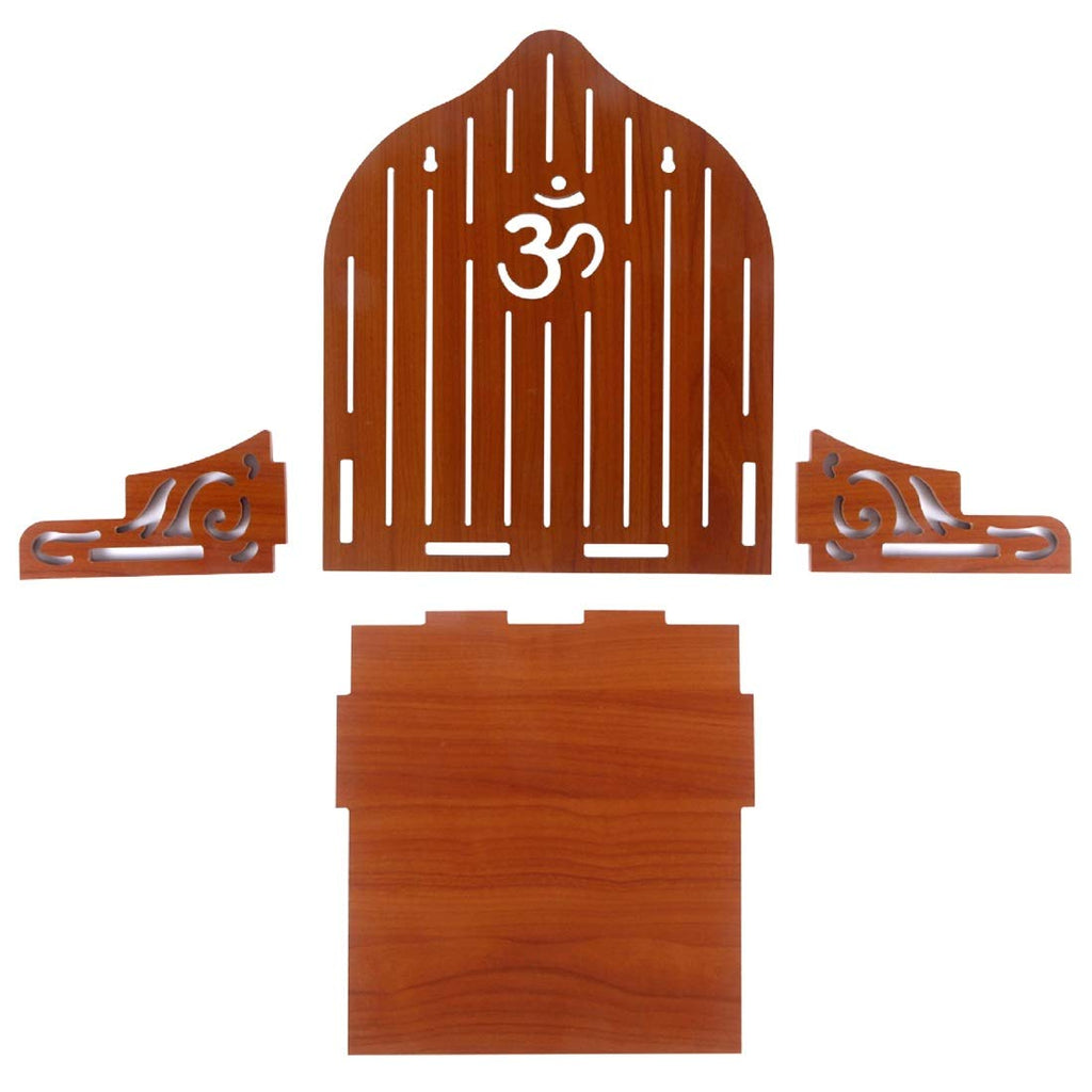 nexat Wooden Wall Mount Temple for Home Shop Office | Art and Craft Wooden Temple | Home Temple | Puja Mandir |Wall Hanging and Table Top Home Mandir Temple (Brown Color) (Red)