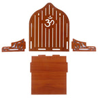 nexat Wooden Wall Mount Temple for Home Shop Office | Art and Craft Wooden Temple | Home Temple | Puja Mandir |Wall Hanging and Table Top Home Mandir Temple (Brown Color) (Red)