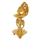 SVARUP 9 Inch Gold Color Brass Long Diya: Ideal for Home Temple, Camphor Burning, and Tabletop Puja