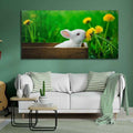 VIBECRAFTS Canvas Paintings for Living Room Drawing Room White Bunny In Yellow Flowers Garden Canvas Wall Painting Wall Painting Fitted with Wooden Frame for Home | Office | Gift (PTVCH_2317)
