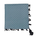 PRACWAL Cotton Scarf, Blue Printed Pattern with Tassels, Plain Casual Style, 100x100 cm