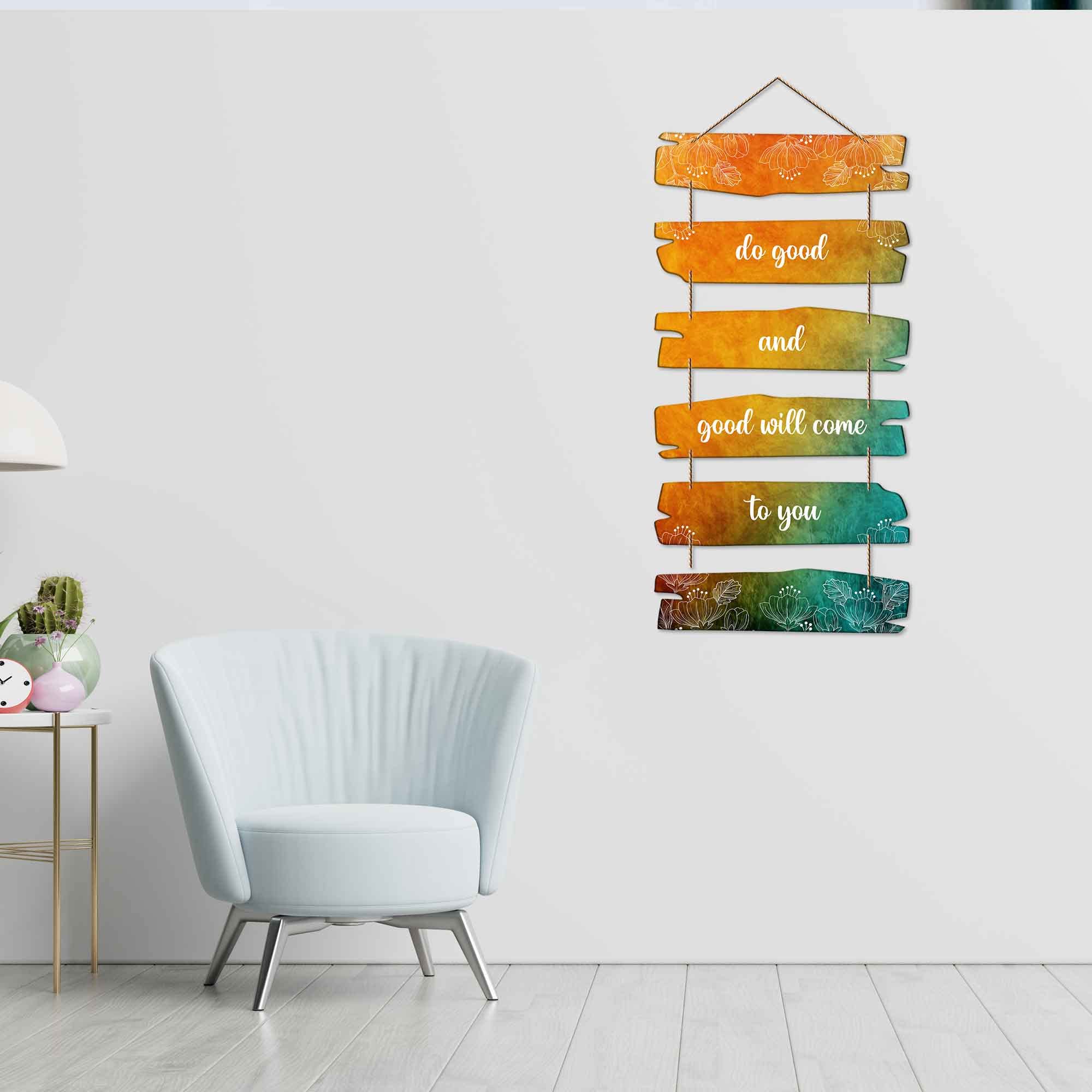 Artvibes Decorative Wall Hanging Wooden Art Decoration item for Living Room | Bedroom | Home Decor | Gifts | Quotes Decor Item | Wall Art For Hall | Mdf Wall Decoration, Set of 6 (WH_3225NR)