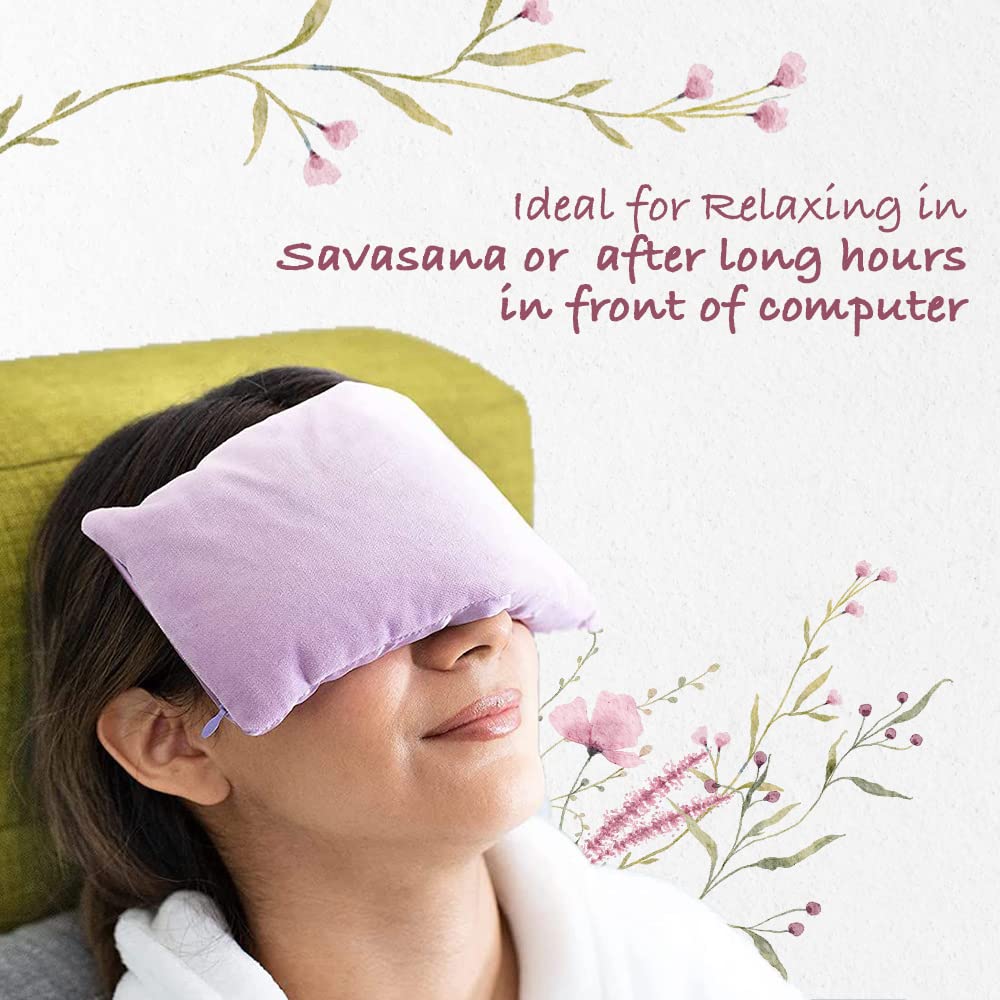 Netram eye pillow Ayurveda inspired for Deep Rest & Relaxation | Flax Seed & Lavender Aromatherapy | Warm & Cold Therapy | Yoga Nidra, Sleep & Eye Strain Relief | Reusable Cotton Pouch