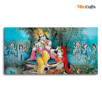 VIBECRAFTS Canvas Paintings for Living Room Drawing Room Hindu Radha Krishna Canvas Wall Painting Fitted With Wooden Frame For Home | Office | Living Room | Gift (PTVCH_2494)