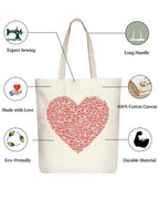 Stylxeco Tote Bag Gift Set - Unisex Cotton Canvas Bag & Pouch for Boys Girls, Peace Heart Design, School Shopping Combo, 35x40cm (PeacHeart)