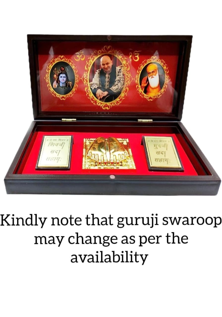 Shurana Guruji White Peaceful Temple or Mandir Cabinet Cover Glass Laminated, Decorative Showpiece Gift for Home and Office (8.5IN x4.5IN x 1.5 in)
