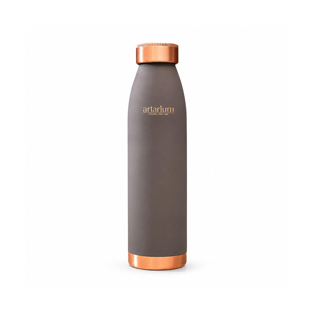 Artarium 1 Litre Copper Bottle Leak Proof Non Toxic BPA Free With Anti Oxidant Proeprties Grey Bottle For Drinkware Immunity Boost Beneficial For Digestive Liver Health (Copper Bottle Gray Color)