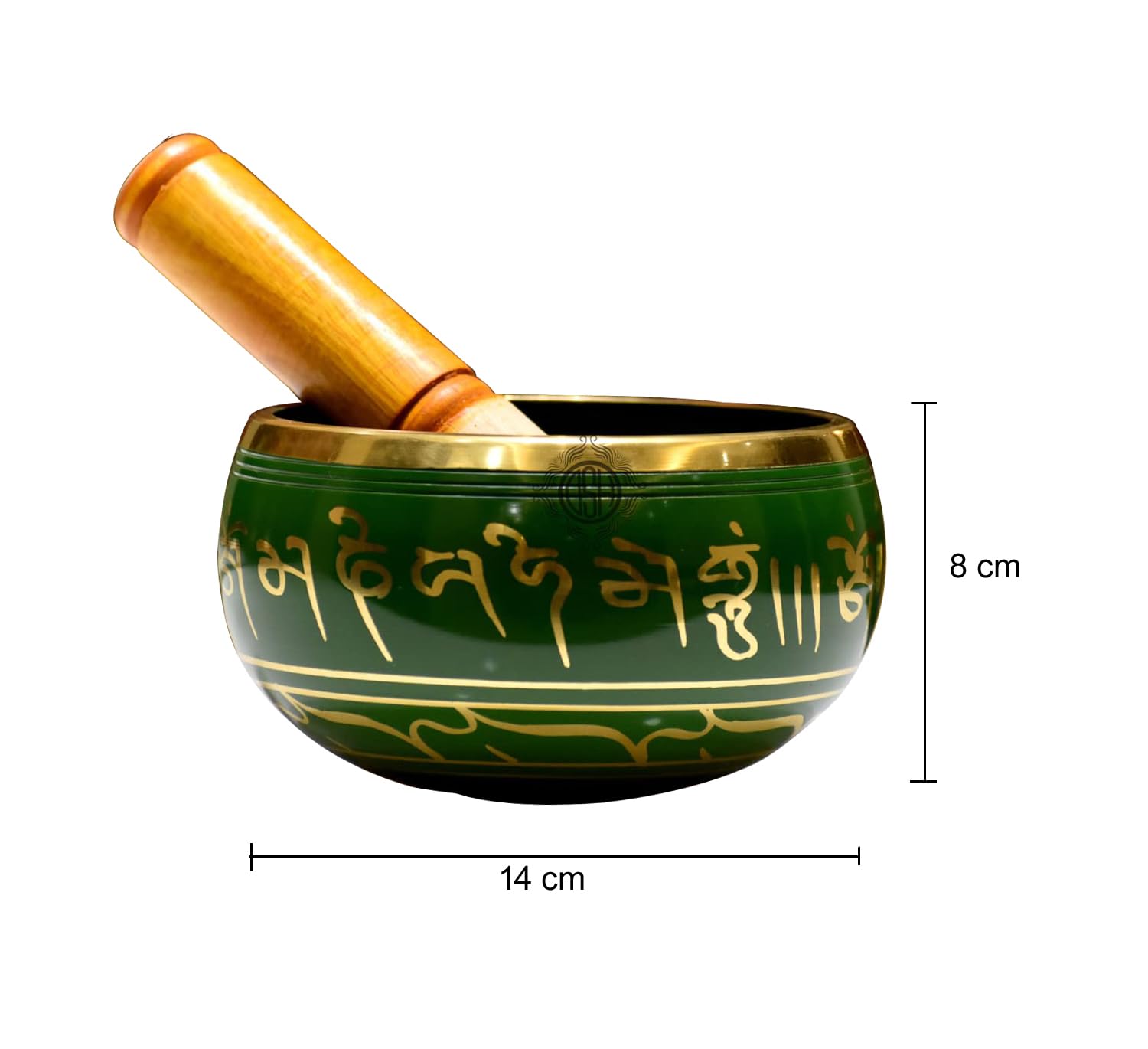 DSH Tibetan Singing Bowl Handcrafted Meditation Sound Bowl Easy To Play Vibration Therapy Praying Bowl (Green-5.5 inch)