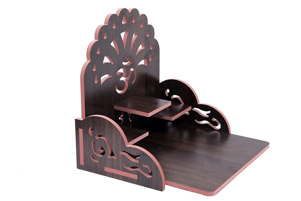 CRAFTSFY Home Decorative Wooden Temple/Pooja Mandir/Mandap/Wooden Mandir (Size : Medium) (Black)