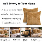 RD TREND® Cushion Cover Set of 2, Decorative Sofa Living Room Home Square Cushion Covers 16 Inch x 16 Inch, Aesthetic Corduroy Striped Double Sided (Mustard)