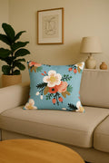 AMAZE ATTIRES Velvet Cushion Cover 18x18 Inch – Set of 6 Decorative Throw Pillow Covers for Sofa, Couch or Bed – Designer Printed Square Cushion Covers – Home Decor (Blue Floral)