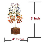 TOI SHOP Seven Chakra Crystal Gemstone Bonsai Money Tree - 6 Inch Reiki Feng Shui Tree (100 Beads) - for Good Luck Wealth Prosperity Healing Vastu Housewarming Gift Home Decor