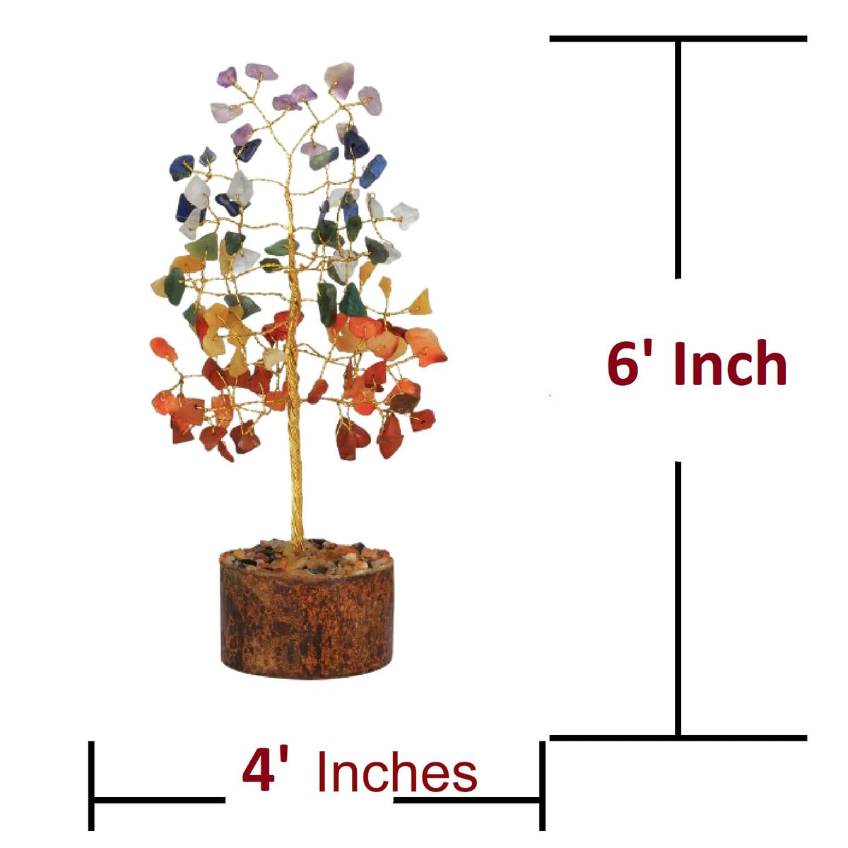 TOI SHOP Seven Chakra Crystal Gemstone Bonsai Money Tree - 6 Inch Reiki Feng Shui Tree (100 Beads) - for Good Luck Wealth Prosperity Healing Vastu Housewarming Gift Home Decor