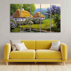 VIBECRAFTS Huts in Old Village Canvas Wall Painting of Five Pieces For Home|Office|Living Room|Gift (PTVC5Pcs4_8671)