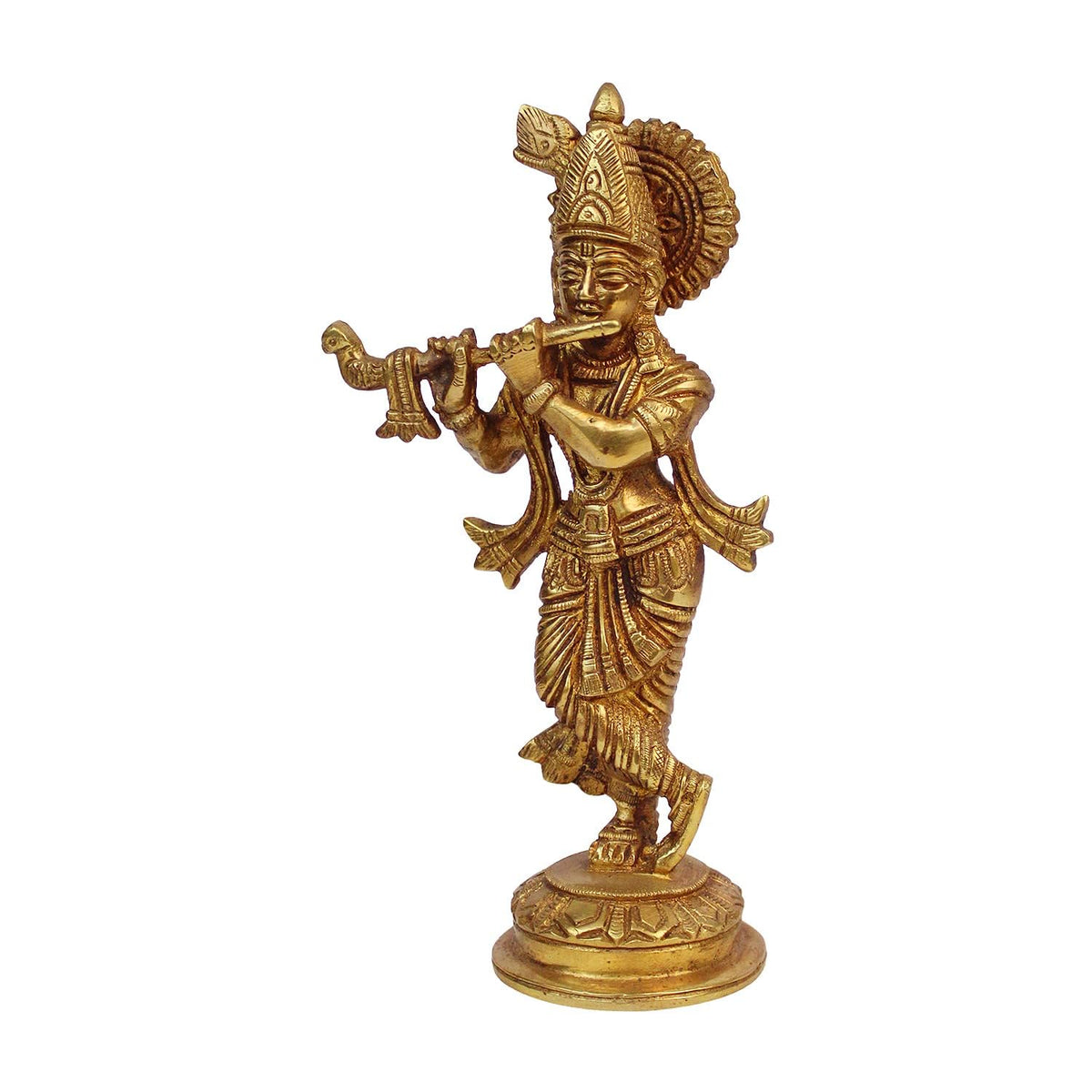 SVARUP Brass Krishna Bhagwan Idol Statue God Love Murti for Home Decor Living Room Pooja Temple Sculpture Gift Height 7.5 Inch
