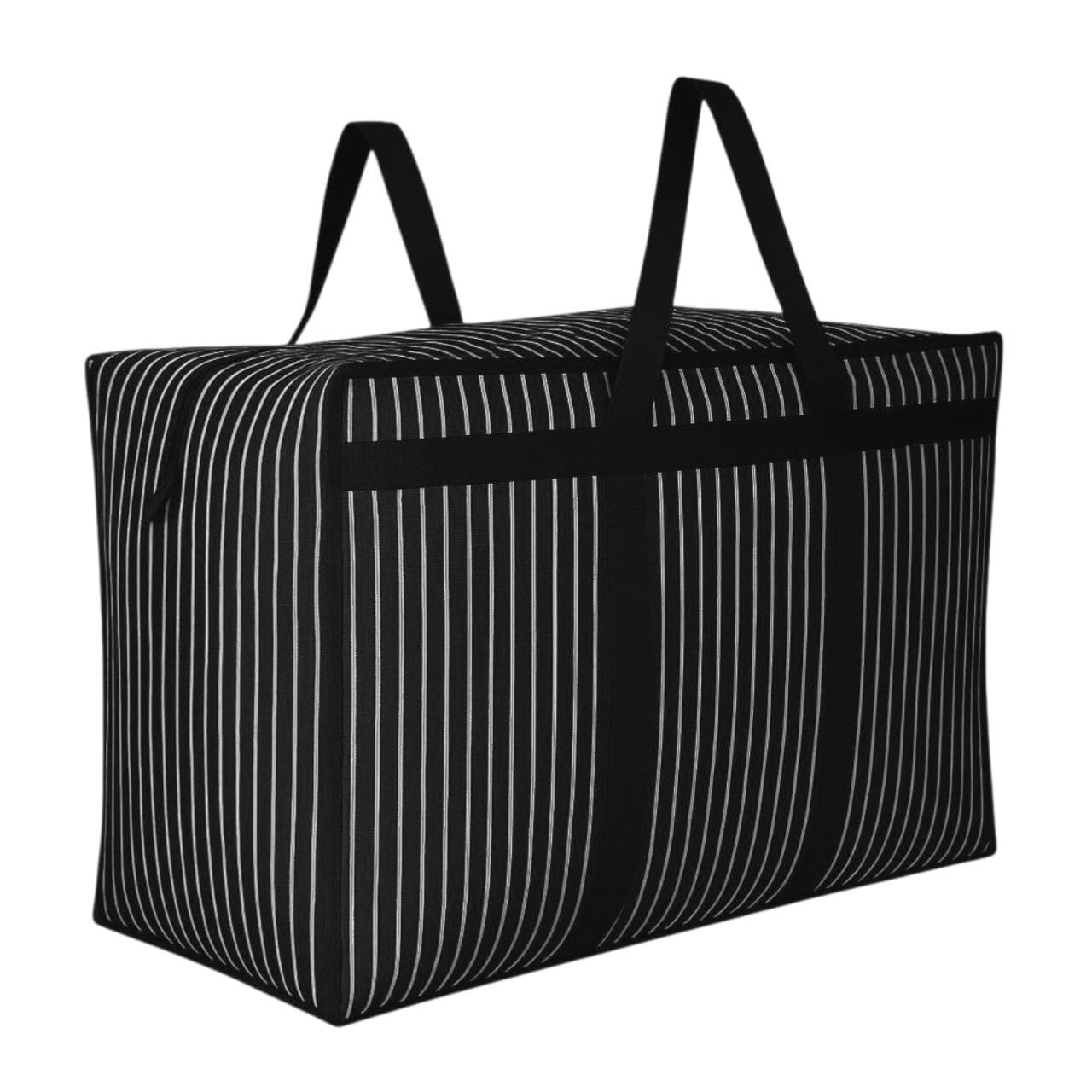 COTTON BLADES Extra Large 100%Canvas fabric Shopping Bag, 24x22x10 Inches, Black and White Check Pattern, Reinforced Handles, 150L Capacity
