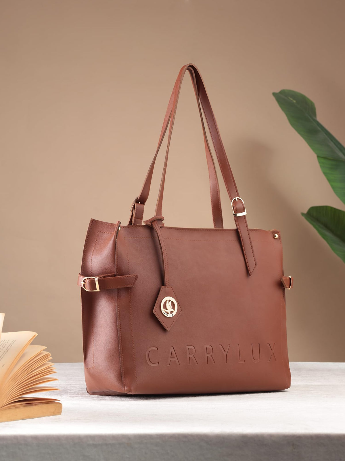 Carrylux Women's Soft PU Tote Bag | Large Single Compartment Shoulder Handbag with Adjustable Strap | Office, College & Casual (Tan)