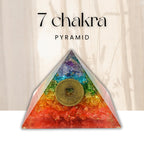 CALMINDS 7 Chakra Crystal Pyramid for Positive Energy, Natural Healing Crystal Pyramid with Feng Shui Coin, Reiki Charged Vastu Decor for Home Office Meditation Yoga Gift