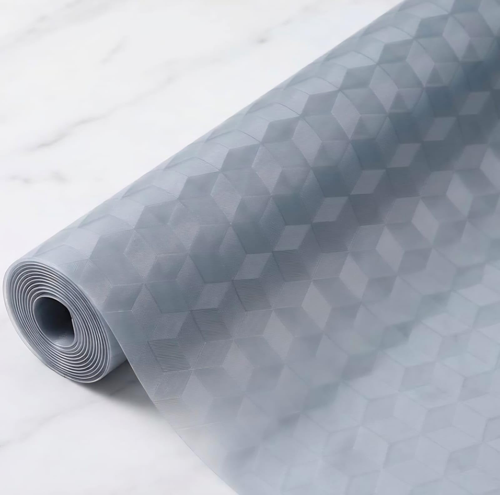 Dribble (45cm X 500cm) Eva Shelf Liner Mat Roll, Non Slip Drawer & Cabinet Liner for Kitchen, Waterproof Oilproof Washable Fridge Mat, Anti Skid Cupboard Wardrobe Multipurpose Mat (Grey) Kafalo
