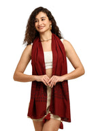KE KANHA EXPORTS Stole for Women | Cotton Scarf for Women Stylish Boho Block Print Border with Tassels | Soft Lightweight Summer Beach Head Wrap | 180 x 50 cm
