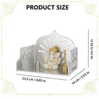 Fliptic Small Acrylic Wooden Temple DIY || Wall-Mounted Pooja Mandir, Shining Finish for Home, Office, Shop || Wall Mounted Small Size Wooden Temple || Do It Yourself (Silver)