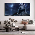 VIBECRAFTS Canvas Paintings for Living Room Drawing Room Shiva with Moon on the Head Wall Painting Fitted with Wooden Frame for Home|Office|Gift(PTVCH_2274)