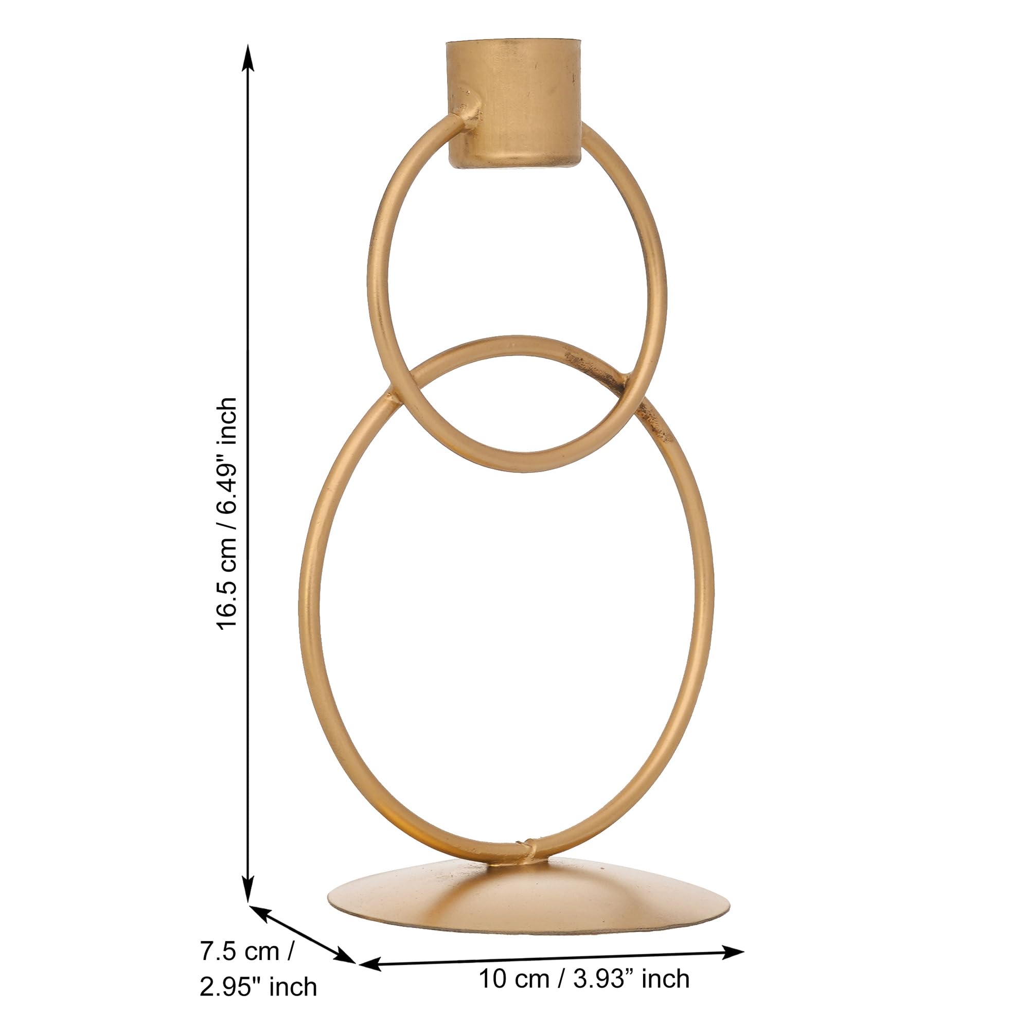 Webelkart Premium Decorative Rings Candlestick Holder for Home and Dining Table Decor/Tealight Candle Holder for Home and Office Decor - (6.5 inches Gold) (Pack of 1)