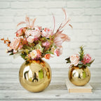 BEHOMA Metal Ball Round Metal Vase for, Gold