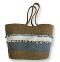 ROSSLYN Big Eco-Friendly Reusable Jute&Cotton Bag for Cloth Shopping Bags for Daily use Market Carry Milk Grocery Fruits Vegetable with Reinforced Handle jhola Bag (BLUE BEIGE)