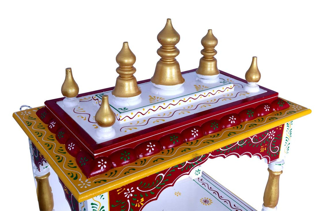 Kamdhenu Art and Craft Wood Home Temple (45 x 30 x 60 cm, White)