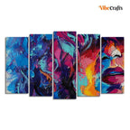 VIBECRAFTS Beautiful Girl Abstract Art wall Painting of Five Pieces For Home|Office|Living Room|Gift (PTVC5Pcs2_6599)