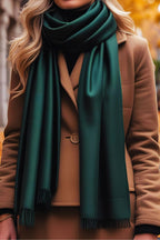 FM Trends Stylish Plain Scarf for Women & Girls | Solid Color Stole, Dupatta, Shawl | Elegant Ladies Accessory (Dark Green, 1.8 meters)
