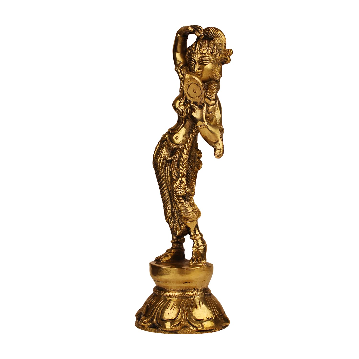 ARTVARKO Brass Lady Looking Mirror Statue for Home Decor Indian Culture Apsara Showpiece Antique Style Women Idol in Brass Decor Gift 8 Inches