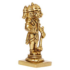 ARTVARKO Panchmukhi Bajrangbali Sankat Mochan Standing Hanuman Small Brass Idol Statue Murti for Home Office Entrance Decor Temple Puja 3.5 Inch