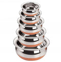 KC Stainless Steel Copper Bottom Kitchen Serving, Cooking Bowl | Handi Set 5-Pieces | Biryani Handi