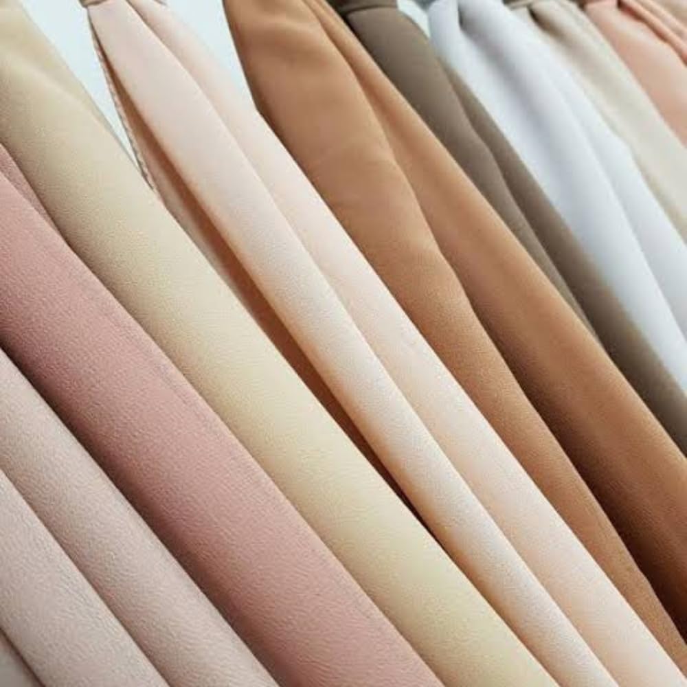 Trending Combo of 2 Muslim Women Malaysian Soft Plain Chiffon Georgette Fancy Hijab/Scarves/Shawl/Stoles/Duppatta/Solid head Wrap College Girls Abaya Scarf Collection (Maroon, Nude Brown)