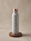 Thammar Luxury Printed Copper Water Bottle 1000 ml (1 Litre) | Pure Copper Bottle for Drinking Water (Creamy)