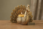 KridayKraft Designed with a Versatile Central Cavity, This Peacock Serves as a Stunning tealight Candle Holder, a mini Indoor Planter, a Unique Pen Stand,(Peacock Small Golden)